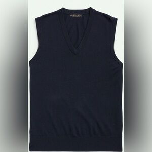 Brooks Brothers V-Neck Navy Ultimate Merino Wool Sweater Vest new trendy sale XL
